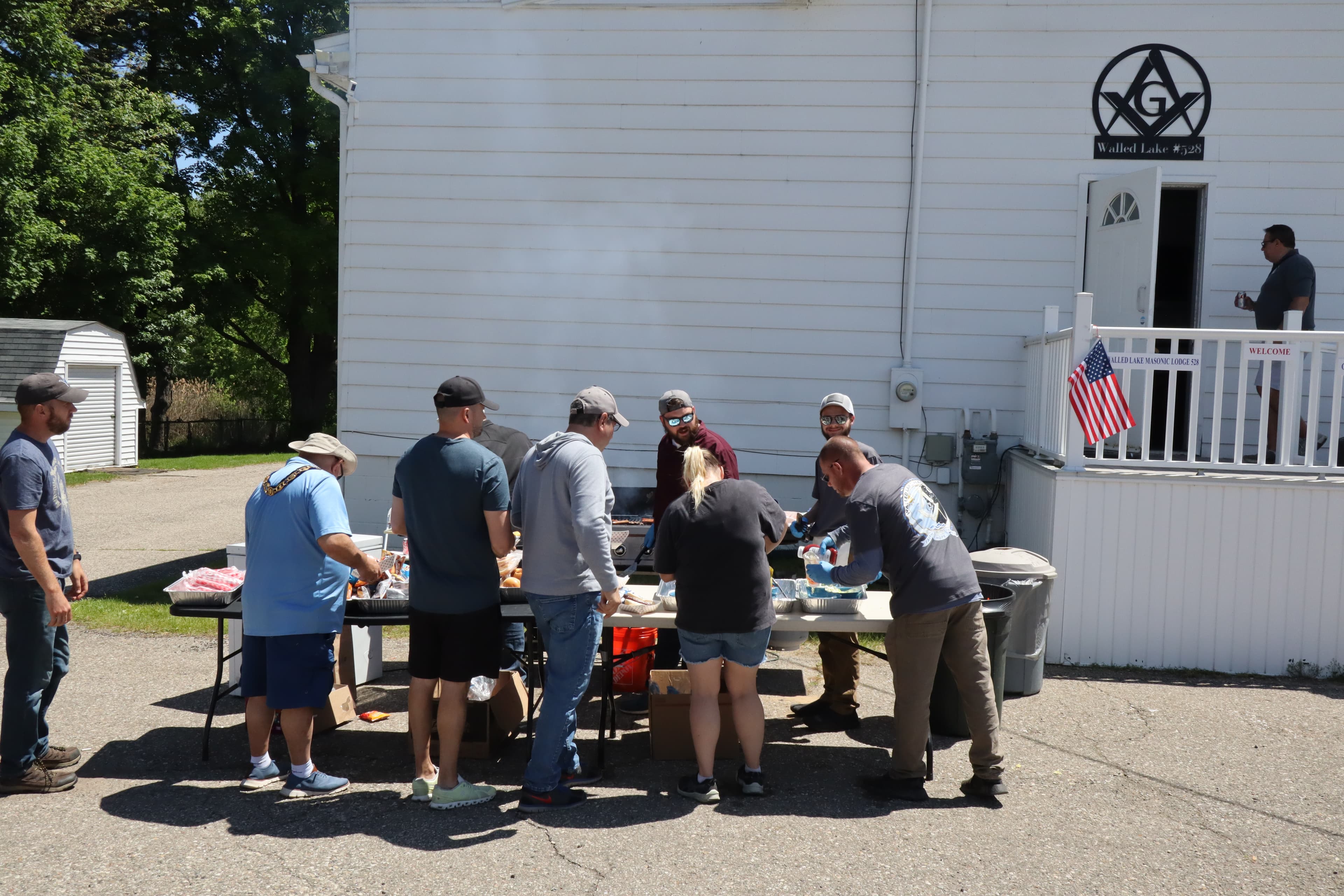 Lodge members gathered at a Walled Lake community event